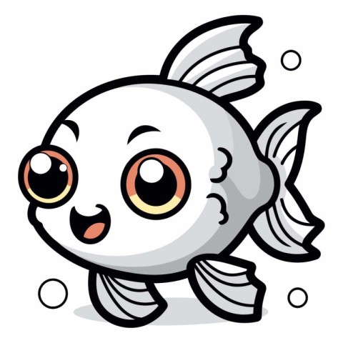 Cute cartoon fish isolated on a white background.