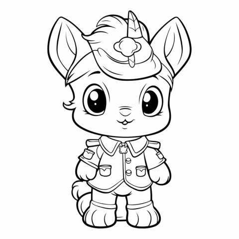 Coloring book for children: Cute cartoon hare in a scout costume