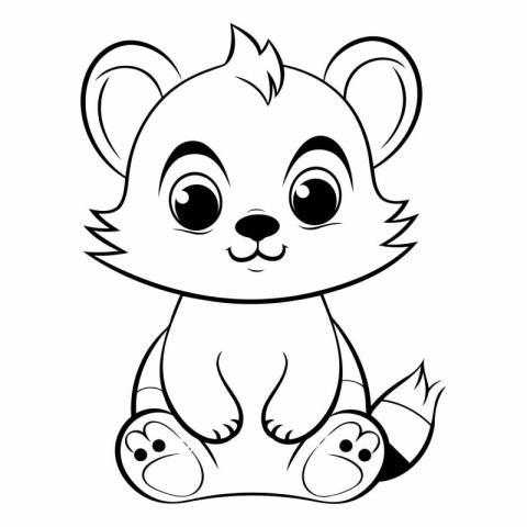 Cute cartoon hamster. Black and white vector illustration for co