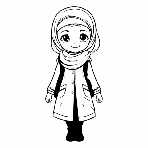 cute little muslim girl cartoon vector illustration graphic desi