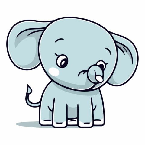 Cute Cartoon Elephant Vector Illustration. Cute Baby Animal Char