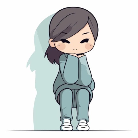 Illustration of a little girl sitting on the floor.