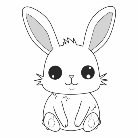 Cute cartoon bunny for coloring book or page.