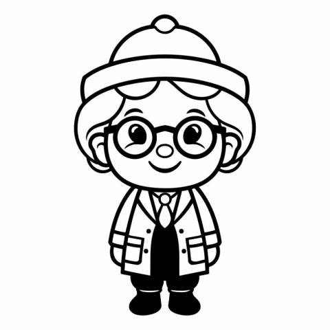 cute little boy with hat and glasses cartoon vector illustration