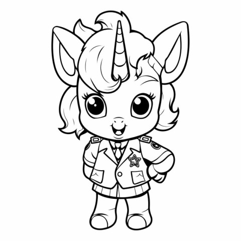 Coloring Page Outline Of Cute Cartoon Unicorn - Coloring Book