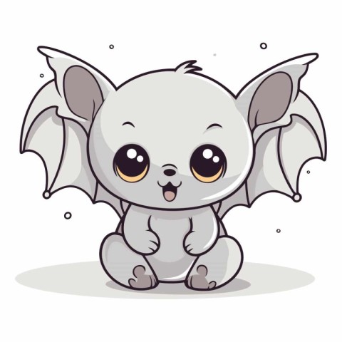 Cute cartoon bat isolated on a white background.