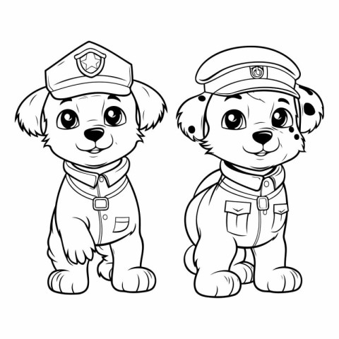 illustration of a dog in a police cap and a police officer