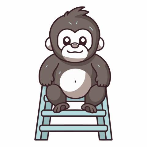 Monkey sitting on a ladder of a cute animal.