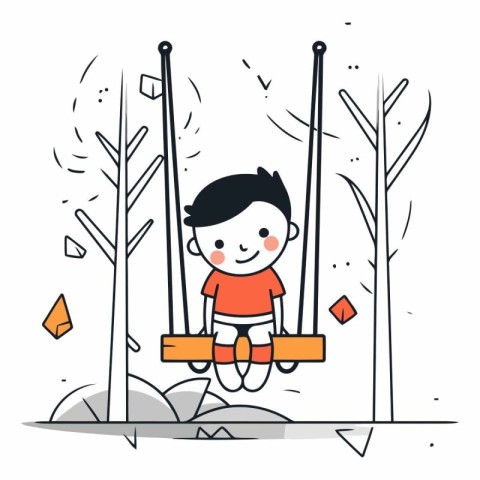 Cute little boy on a swing in the park