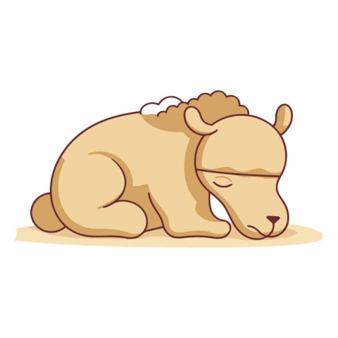 Cute cartoon doodle vector illustration of a sleeping sheep.