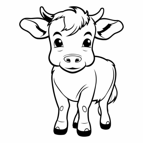 Cute cartoon cow. Coloring book for children.