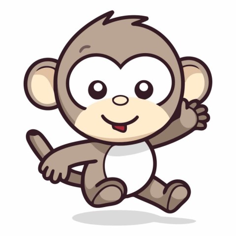Cute Monkey Cartoon Mascot Character Illustration Isolated on Wh