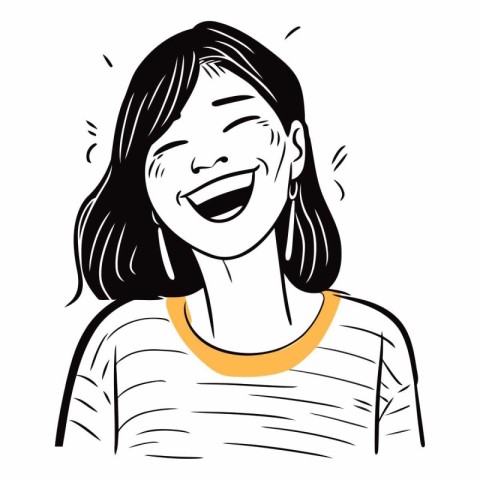 Vector illustration of a happy young woman laughing and looking