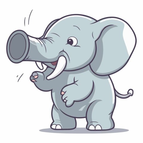 Cute cartoon elephant isolated on a white background.