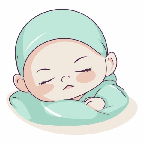 Cute baby sleeping in a turquoise diaper.