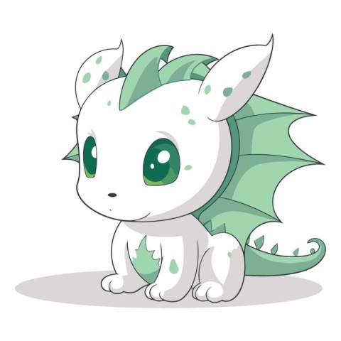 Cute cartoon dragon isolated on a white background.