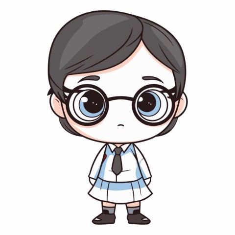 cute boy with glasses cartoon vector illustration graphic design
