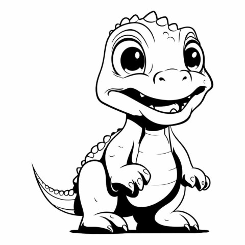 Cute cartoon crocodile isolated on white background.