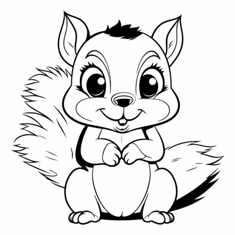 Black and White Squirrel Cartoon Mascot Illustration Isolated on