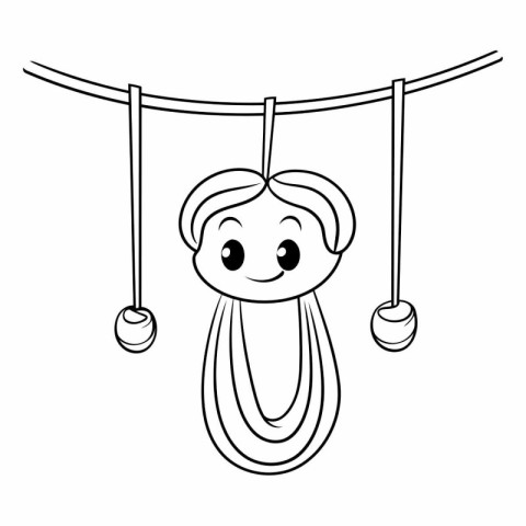 cute little boy hanging on a rope cartoon vector illustration gr