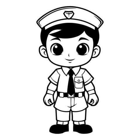 cute boy with police uniform cartoon vector illustration graphic