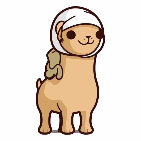 Cute cartoon dog wearing a headscarf.