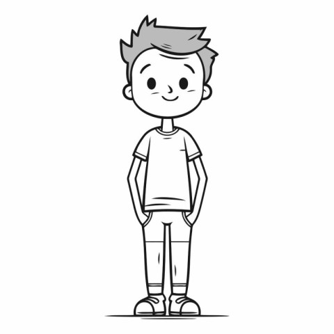 Vector illustration of a boy in a short sleeve t-shirt.