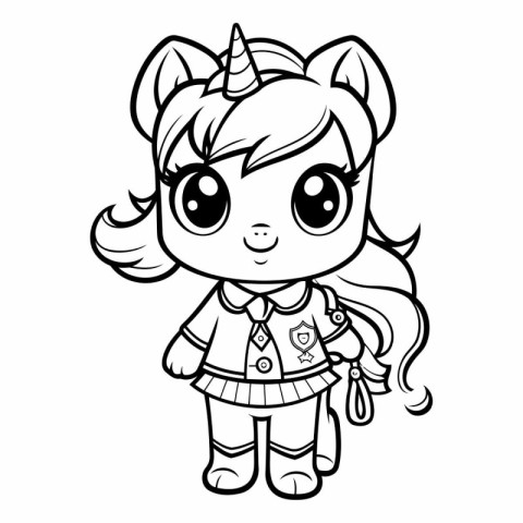 Coloring book for children: little girl unicorn.