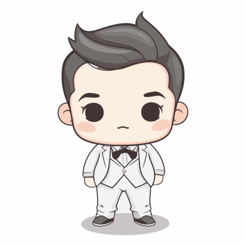 Waiter character cartoon style vector illustration isolated on w