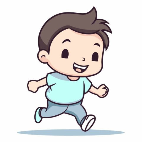 Running - Cute Little Boy Cartoon Vector IllustrationÃ¯Â»Â