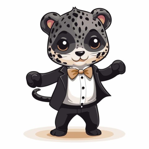 Cute little leopard in a suit and bow tie.