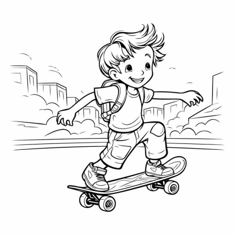 Boy on skateboard. sketch for your design.