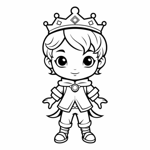 Cute cartoon prince. Coloring book for children.