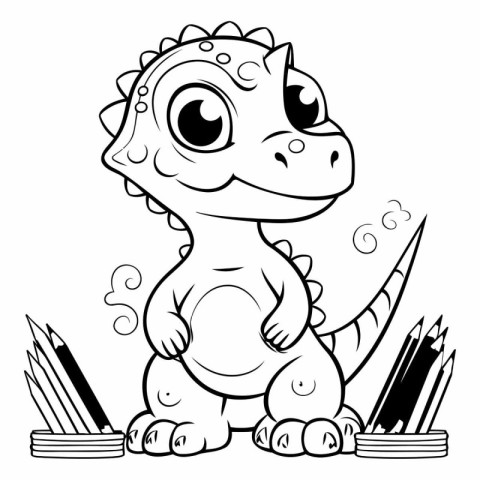 Coloring Page Outline Of Cute Dinosaur Coloring Book for Kids