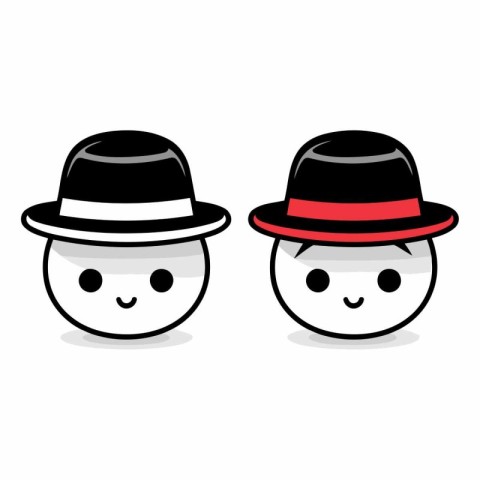 Cute boy and girl in hats on white background.