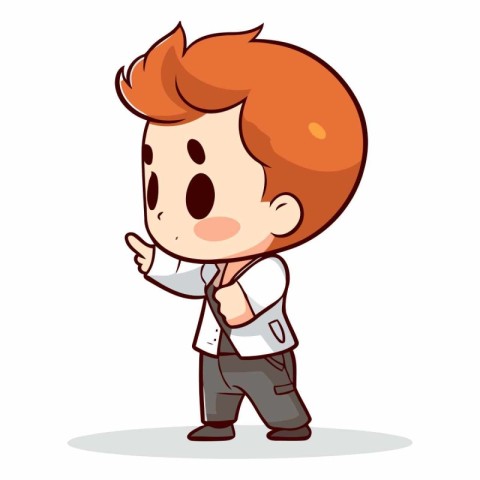 Cute red-haired boy in shirt and trousers