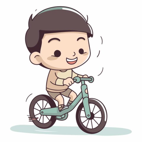 Boy riding bicycle vector illustration. Cute little boy riding a