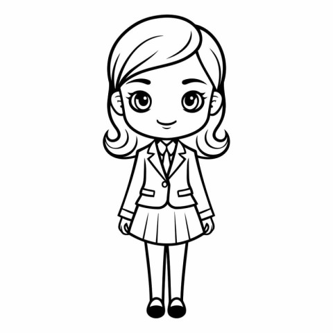 Coloring book for children: girl in school uniform