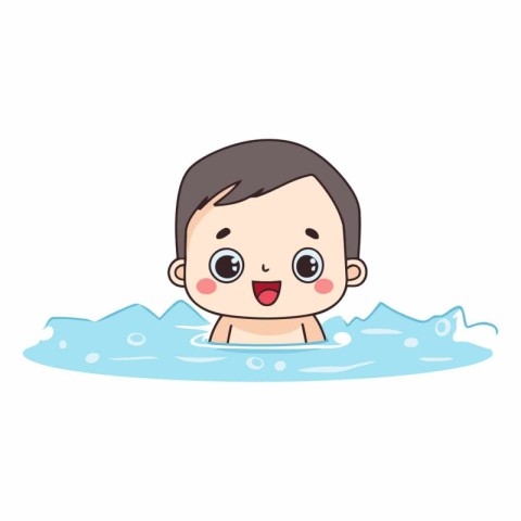 cute little boy in water isolated icon vector illustration desig