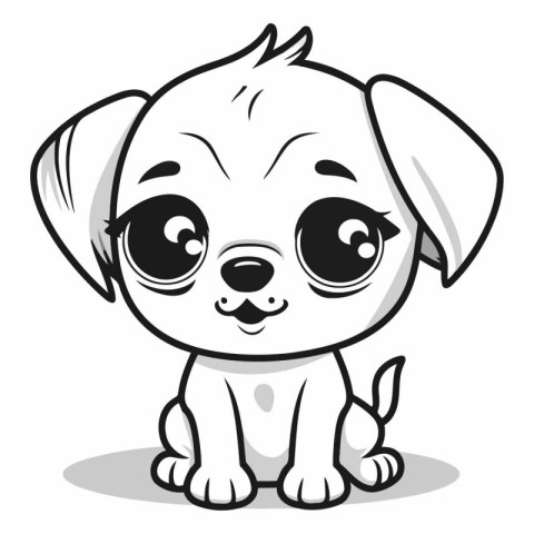 Cute cartoon dog isolated on a white background.