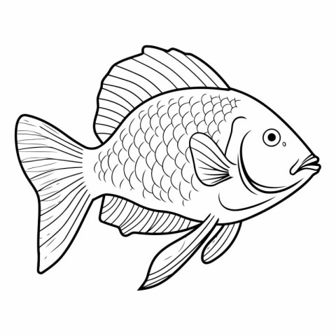 Fish icon. Coloring book for children and adults