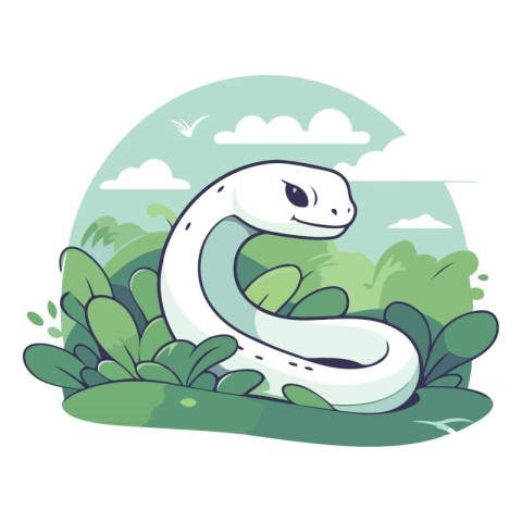 Cute cartoon snake in the jungle of a snake.