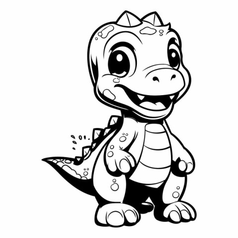 Cute Dinosaur Cartoon Mascot Character Isolated on White Backgro