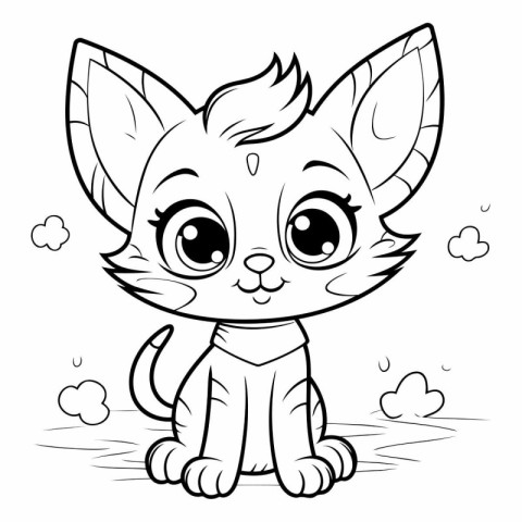 Coloring Page Outline Of Cute Cartoon Kitten Animal Character