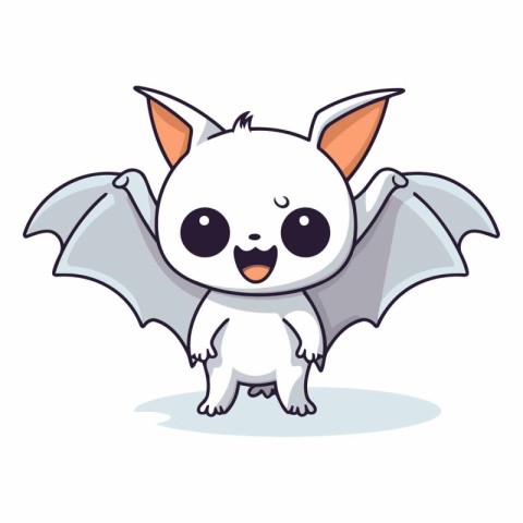 Cute cartoon bat on white background for your design