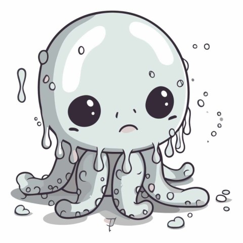 Illustration of a Cute Octopus Posing in the Water