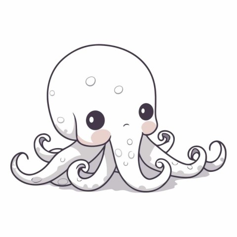 Cute cartoon octopus isolated on white background.