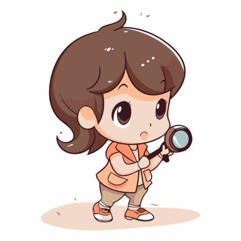 Cute little girl holding a magnifying glass.