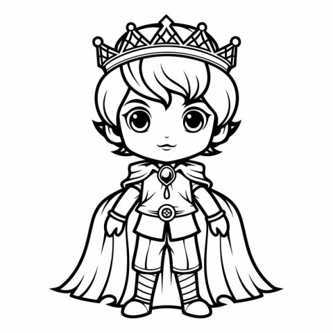 Cute cartoon princess with crown for coloring book.