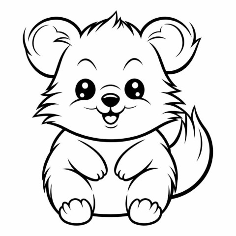 Black and White Cartoon Illustration of Cute Bear Animal Charact